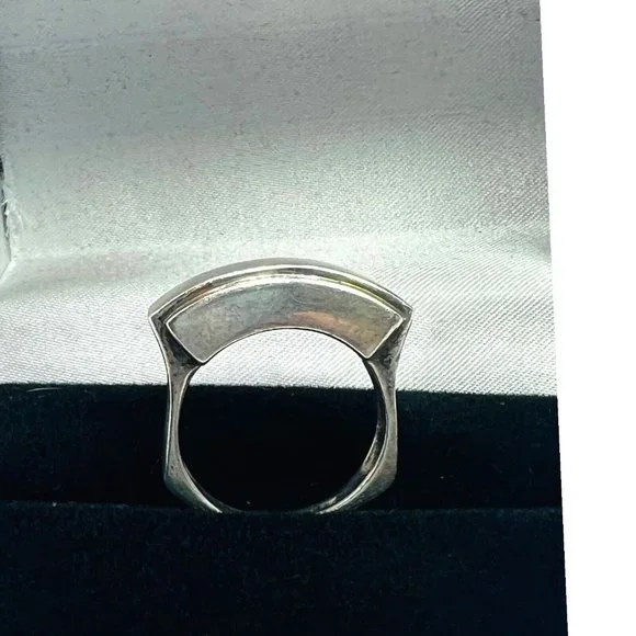 925 Italy Sterling Silver Estate Vintage Ring Artistic Sleek Wide Size 6.75 - Picture 2 of 11